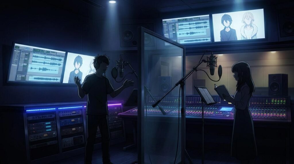 Proceso de grabación de voces para Utawarerumono Past and Present Rediscovered.