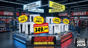 Consolas PS5 Slim Digital nuevas en liquidación en el Outlet de MediaMarkt con precio rebajado de 449 euros.