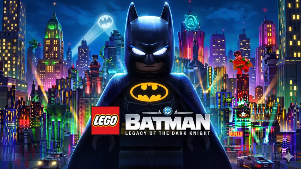 LEGO Batman Legacy of the Dark Knight mostrando a Batman en Gotham City
